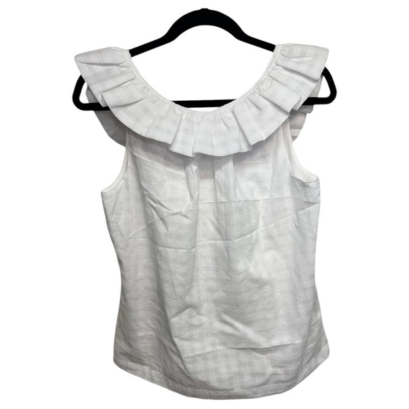 Trina Turk Tops - Trina Turk NWT Twin Falls Top  White 100% Cotton Lined Sleeveless Ruffle-Trim S